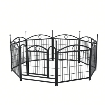 8 Panel 24 Inch Heavy Duty Metal Dog Playpen For Indoor Outdoor Use With Doors - Foldable Pet Exercise Fence For Large Medium Small Dogs