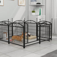 8 Panel 24 Inch Heavy Duty Metal Dog Playpen For Indoor Outdoor Use With Doors - Foldable Pet Exercise Fence For Large Medium Small Dogs