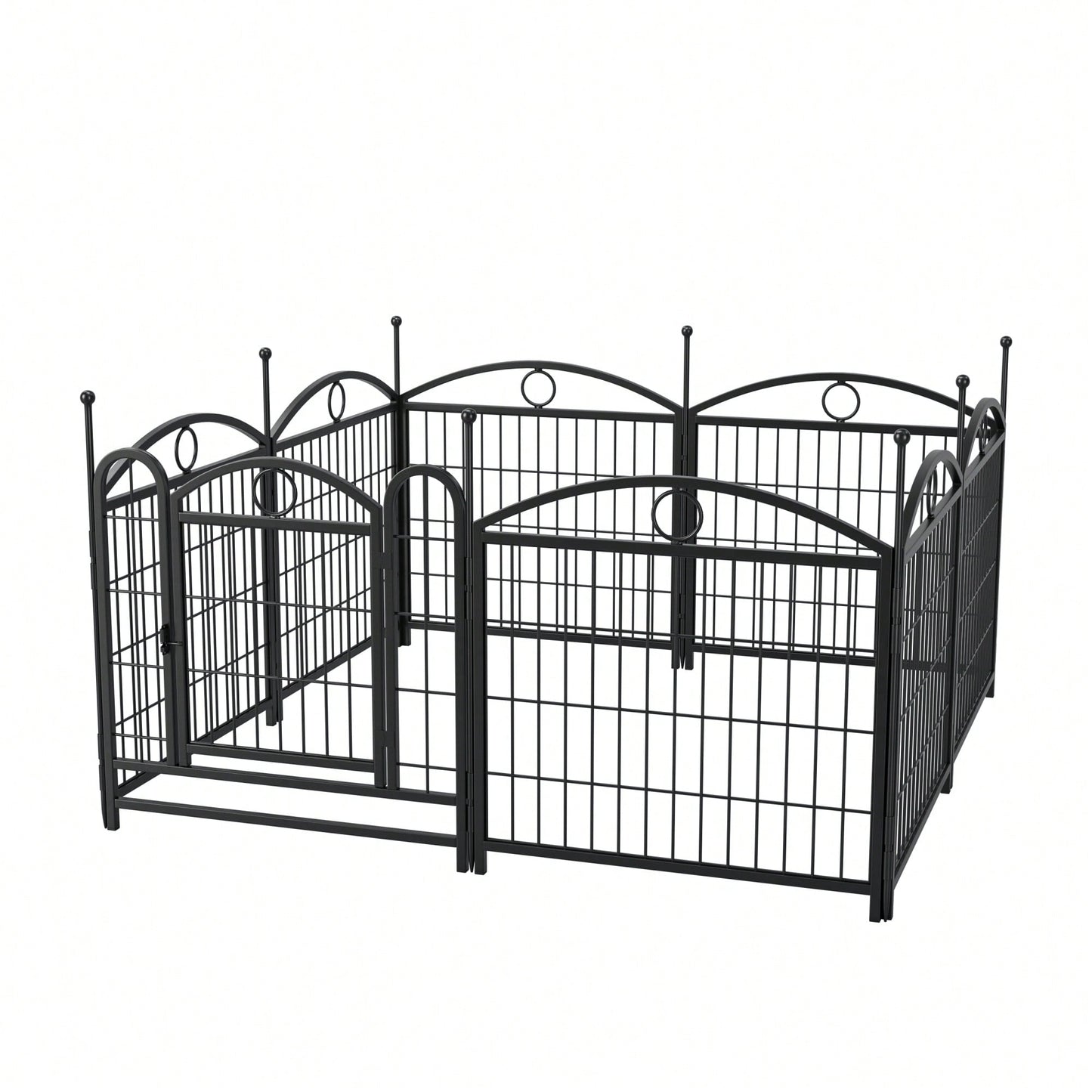 8 Panel 24 Inch Heavy Duty Metal Dog Playpen For Indoor Outdoor Use With Doors - Foldable Pet Exercise Fence For Large Medium Small Dogs