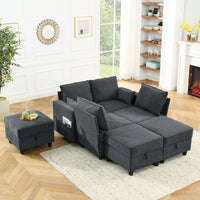 Stylish Gray Corduroy Velvet Arm Seat Modular Sofa For Modern Living Spaces