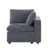 Chenille Modular Sectional Sofa Set With Right Facing Armchair For Modern Living Rooms Grey