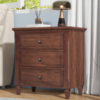 Elegant 3-Drawer Wooden Nightstand With Ample Storage Space For Bedroom Organization