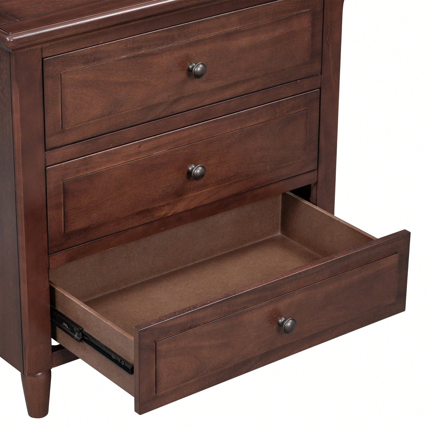 Elegant 3-Drawer Wooden Nightstand With Ample Storage Space For Bedroom Organization