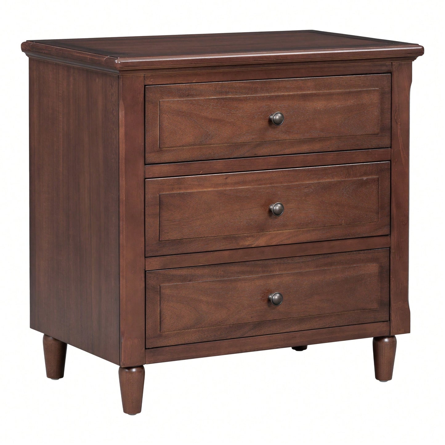 Elegant 3-Drawer Wooden Nightstand With Ample Storage Space For Bedroom Organization