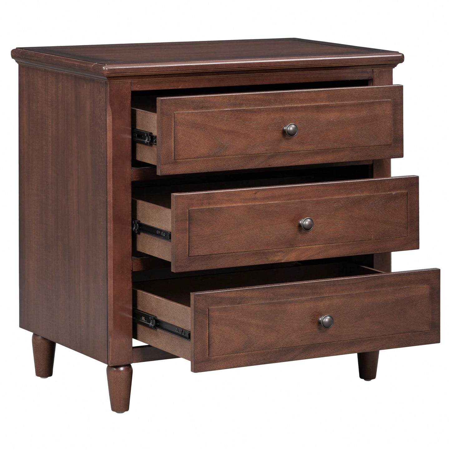 Elegant 3-Drawer Wooden Nightstand With Ample Storage Space For Bedroom Organization