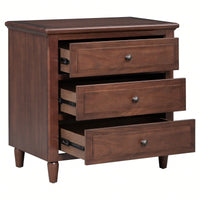 Elegant 3-Drawer Wooden Nightstand With Ample Storage Space For Bedroom Organization