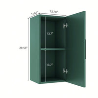 14 Inch Wall-Mounted Floating Bathroom Vanity Side Cabinet With Door And Shelf In Green