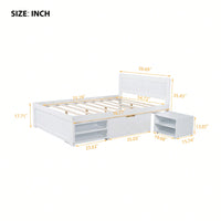 Full Size Platform Bed With Storage Drawer And Two Shelves White