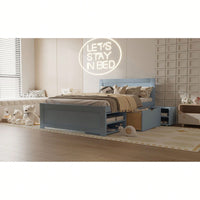 Full Size Platform Bed With Storage Drawer And Two Shelves White