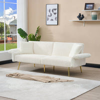 79 Inch Foldable Corduroy Sofa Bed With Folding Armrests Ideal For Living Rooms And Small Spaces