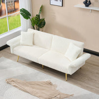 79 Inch Foldable Corduroy Sofa Bed With Folding Armrests Ideal For Living Rooms And Small Spaces