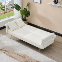 79 Inch Foldable Corduroy Sofa Bed With Folding Armrests Ideal For Living Rooms And Small Spaces