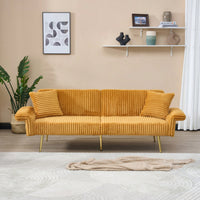 79 Inch Foldable Corduroy Sofa Bed With Folding Armrests Ideal For Living Rooms And Small Spaces