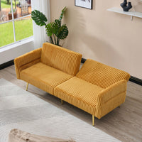 79 Inch Foldable Corduroy Sofa Bed With Folding Armrests Ideal For Living Rooms And Small Spaces