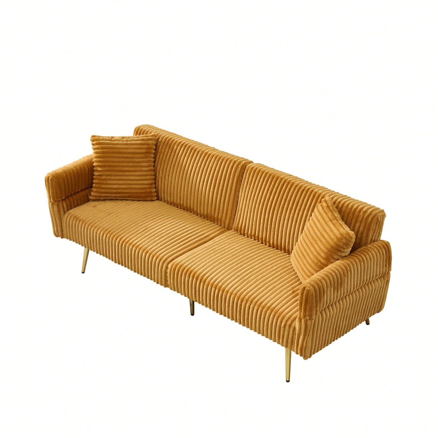 79 Inch Foldable Corduroy Sofa Bed With Folding Armrests Ideal For Living Rooms And Small Spaces