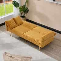 79 Inch Foldable Corduroy Sofa Bed With Folding Armrests Ideal For Living Rooms And Small Spaces