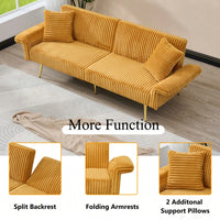 79 Inch Foldable Corduroy Sofa Bed With Folding Armrests Ideal For Living Rooms And Small Spaces