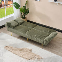 79 Inch Foldable Corduroy Sofa Bed With Folding Armrests Ideal For Living Rooms And Small Spaces