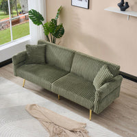 79 Inch Foldable Corduroy Sofa Bed With Folding Armrests Ideal For Living Rooms And Small Spaces