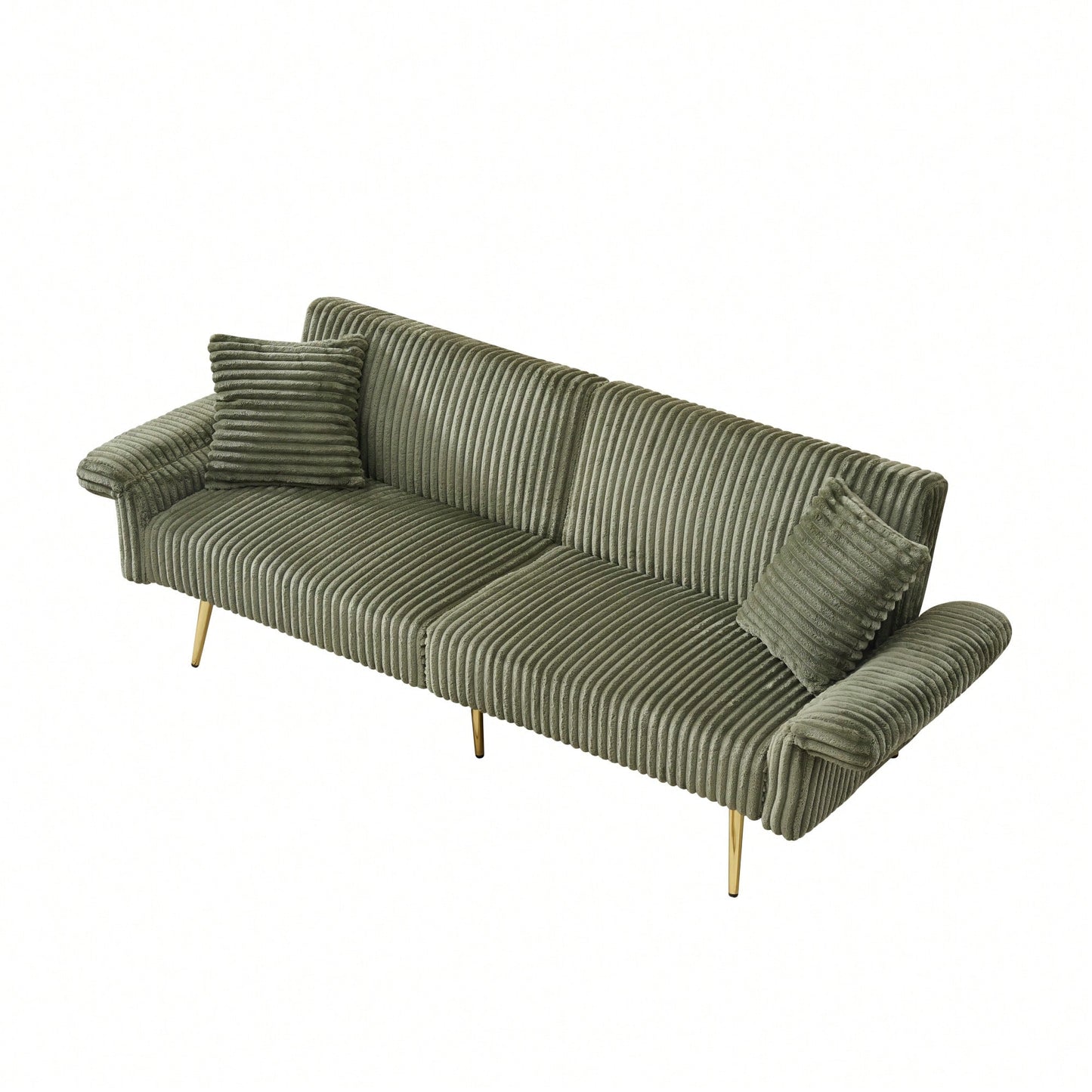 79 Inch Foldable Corduroy Sofa Bed With Folding Armrests Ideal For Living Rooms And Small Spaces