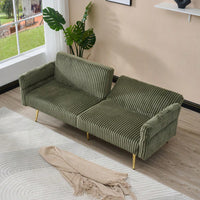 79 Inch Foldable Corduroy Sofa Bed With Folding Armrests Ideal For Living Rooms And Small Spaces