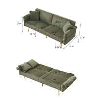 79 Inch Foldable Corduroy Sofa Bed With Folding Armrests Ideal For Living Rooms And Small Spaces