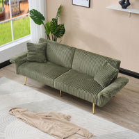 79 Inch Foldable Corduroy Sofa Bed With Folding Armrests Ideal For Living Rooms And Small Spaces