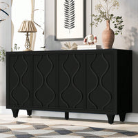 Stylish Wooden Storage Cabinet With Embossed Curved Doors For Living Rooms, Entrances, And Study Rooms