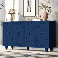 Stylish Wooden Storage Cabinet With Embossed Curved Doors For Living Rooms, Entrances, And Study Rooms