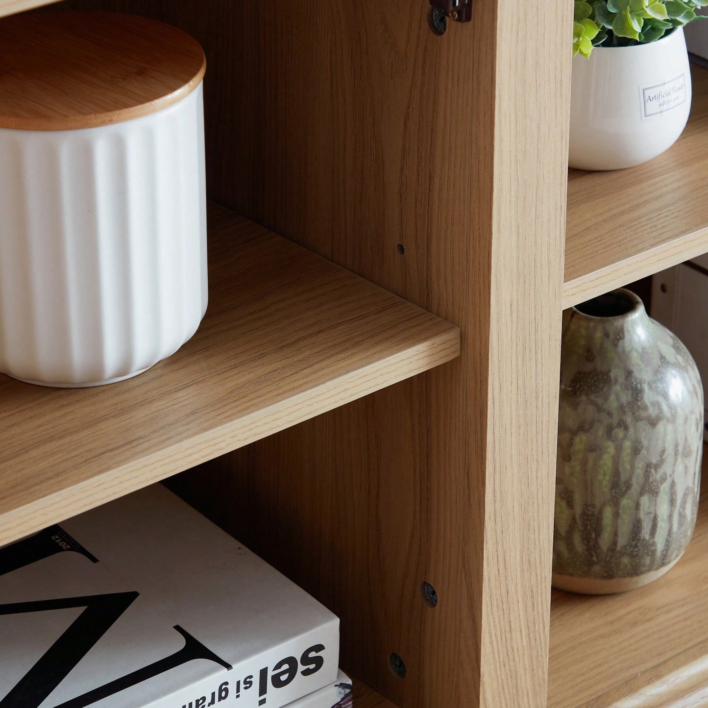 Stylish Embossed Pattern TV Stand With Open And Closed Storage Sliding Door For Living Room And Bedroom, Oak Finish