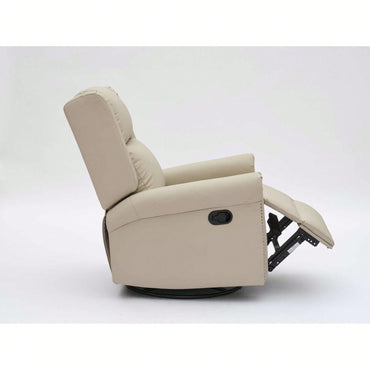 360 Degree Swivel Upholstered Manual Recliner For Living Room Comfort And Style Beige
