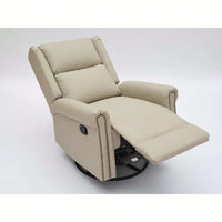 360 Degree Swivel Upholstered Manual Recliner For Living Room Comfort And Style Beige