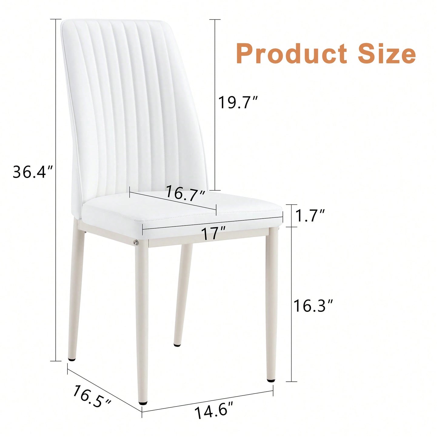 Stylish White Dining Chair Set Of 6 With High Back PU Upholstery For Kitchen And Living Room