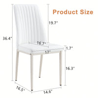 Stylish White Dining Chair Set Of 6 With High Back PU Upholstery For Kitchen And Living Room