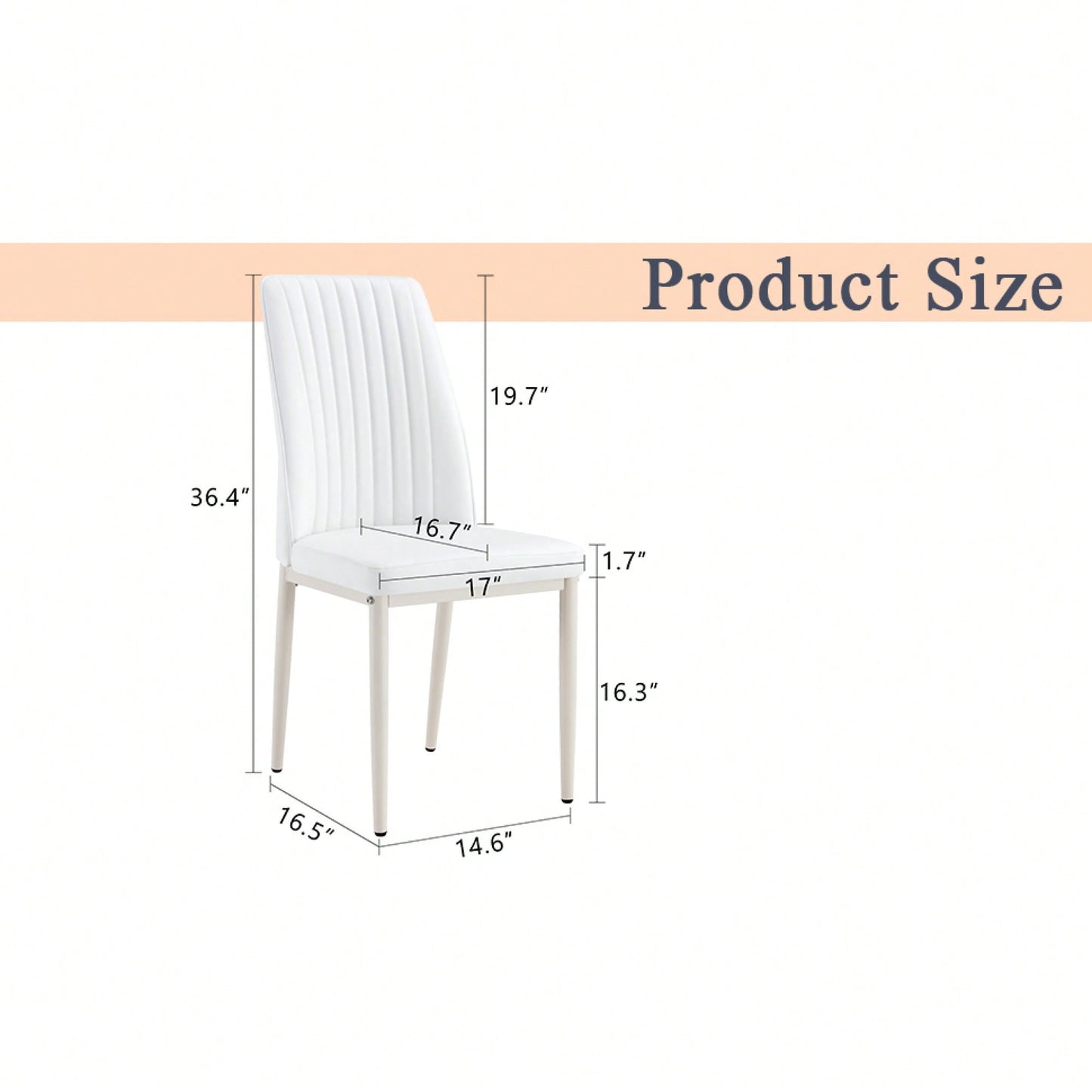 Stylish White Dining Chair Set Of 6 With High Back PU Upholstery For Kitchen And Living Room