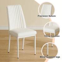 Stylish White Dining Chair Set Of 6 With High Back PU Upholstery For Kitchen And Living Room