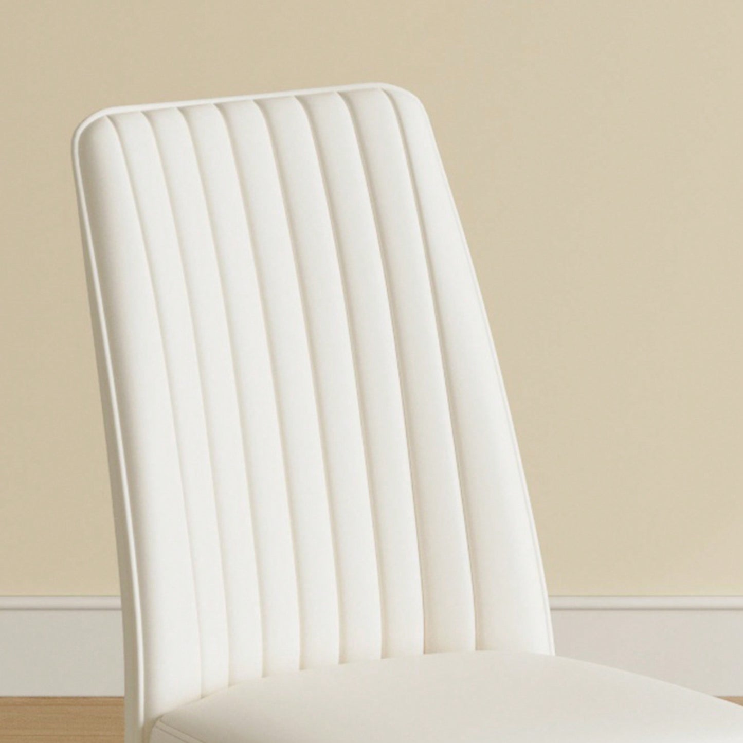 Stylish White Dining Chair Set Of 6 With High Back PU Upholstery For Kitchen And Living Room