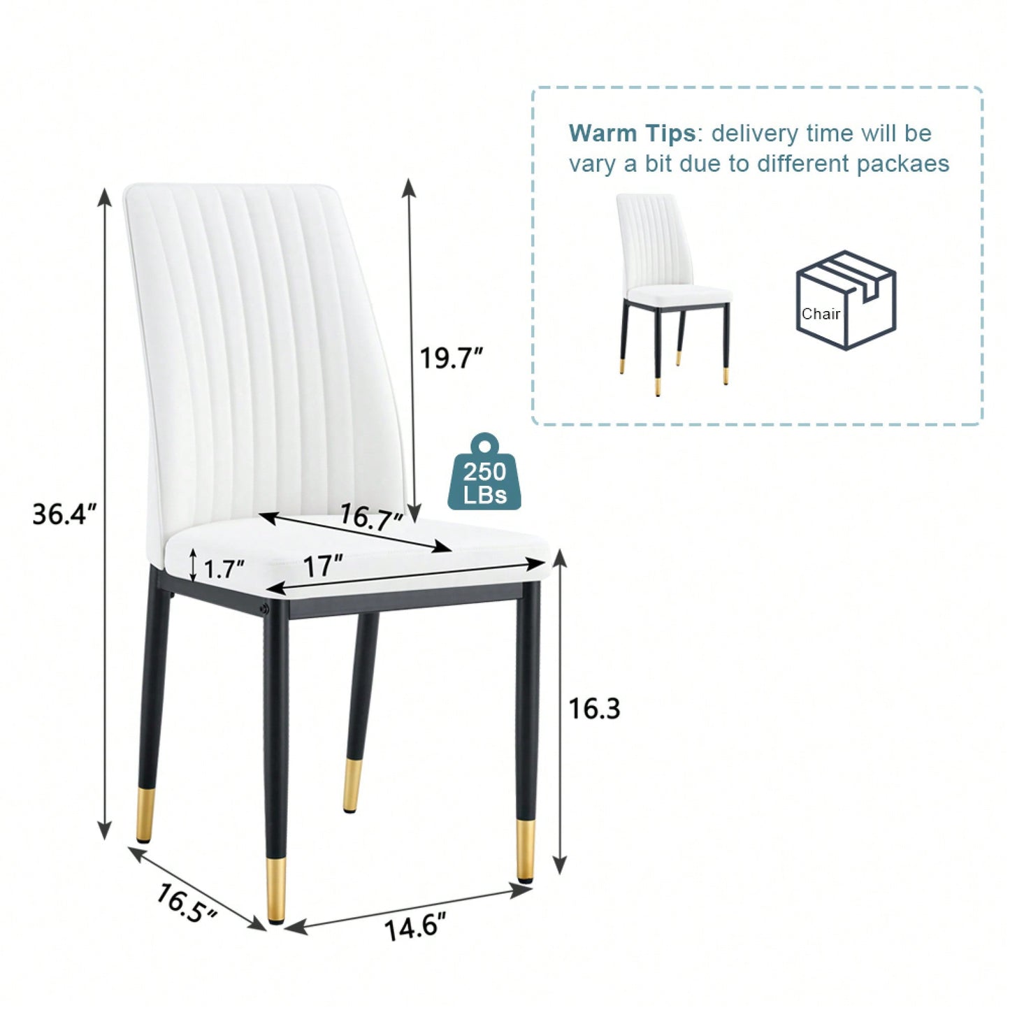 Elegant White Dining Chair Set With High Back PU Seats And Sturdy Black Legs For Dining Room Kitchen And Living Room