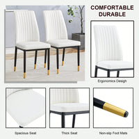 Elegant White Dining Chair Set With High Back PU Seats And Sturdy Black Legs For Dining Room Kitchen And Living Room