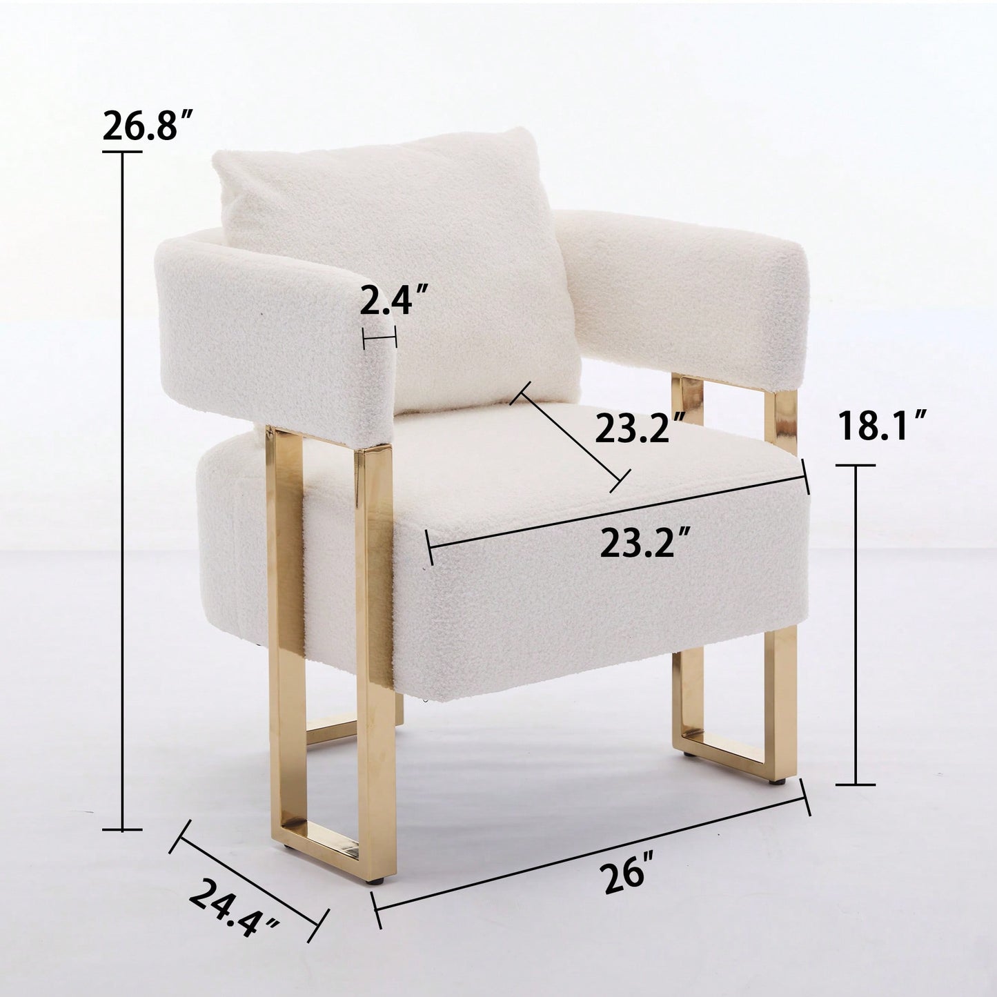 Set Of 2 Modern Decorative Side Chair With Gold Metal Legs For Living Room, Dressing Area - Teddy Fleece Upholstered Pink Sofa