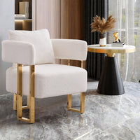 Set Of 2 Modern Decorative Side Chair With Gold Metal Legs For Living Room, Dressing Area - Teddy Fleece Upholstered Pink Sofa