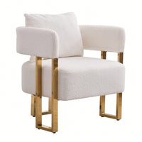 Set Of 2 Modern Decorative Side Chair With Gold Metal Legs For Living Room, Dressing Area - Teddy Fleece Upholstered Pink Sofa