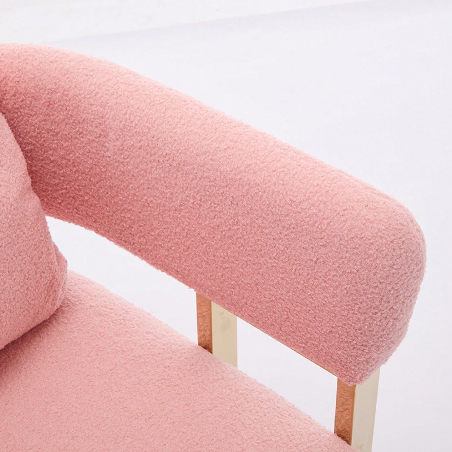 Set Of 2 Modern Decorative Side Chair With Gold Metal Legs For Living Room, Dressing Area - Teddy Fleece Upholstered Pink Sofa