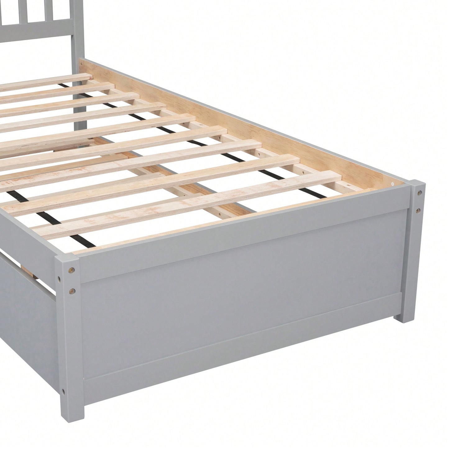 Twin Size Platform Bed Frame With Trundle For Space-Saving And Modern Design Walnut