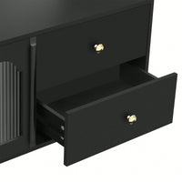 Modern 70.9 Inch TV Stand For Up To 75 Inch TVs With Glass Doors, 4 Drawers, 2 Cabinets, Metal Legs And Handles For Living Room