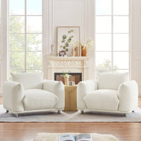 Elegant White Accent Chair For Bedroom Or Living Room 42 Inch Sofa For Apartment Decor