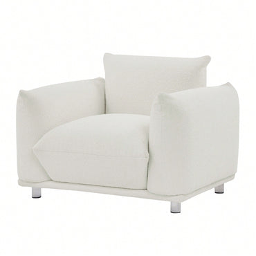 Elegant White Accent Chair For Bedroom Or Living Room 42 Inch Sofa For Apartment Decor