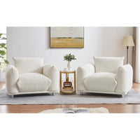 Elegant White Accent Chair For Bedroom Or Living Room 42 Inch Sofa For Apartment Decor