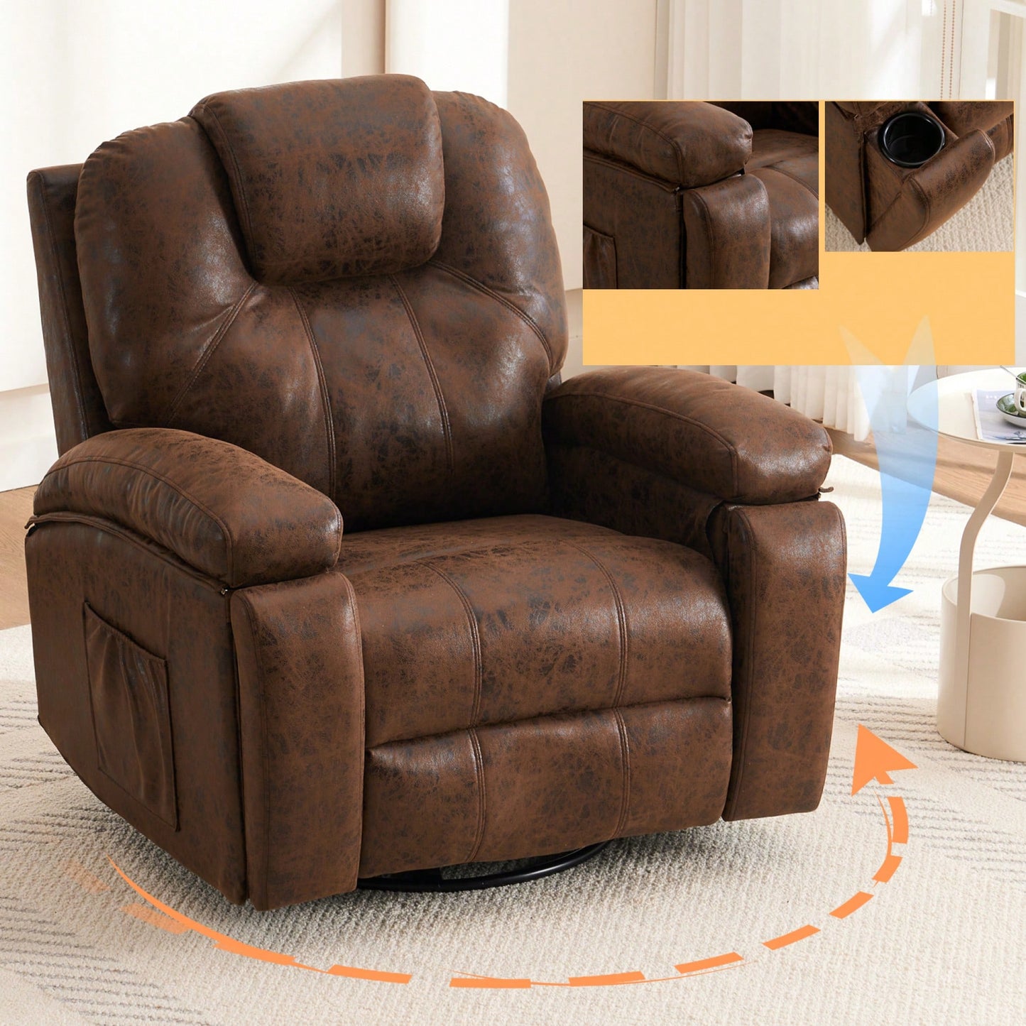 Oversized Armchair With Side Pockets For Living Room Bedroom And Meeting Room Comfort