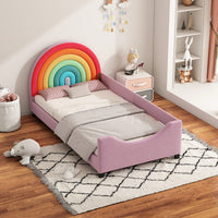 Colorful Rainbow Twin Daybed Low Profile Design Stylish Princess Bed For Kids And Teens